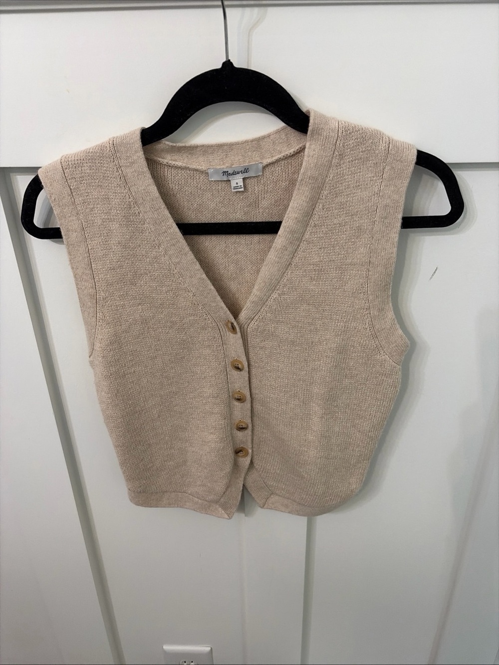 Madewell Neutral Beige V-Neck Button Sweater Vest